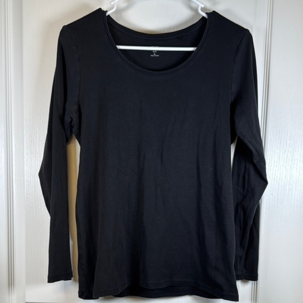 Uniqlo Black Supima Long Sleeve Scoop Neck Shirt Size XL GUC #5508